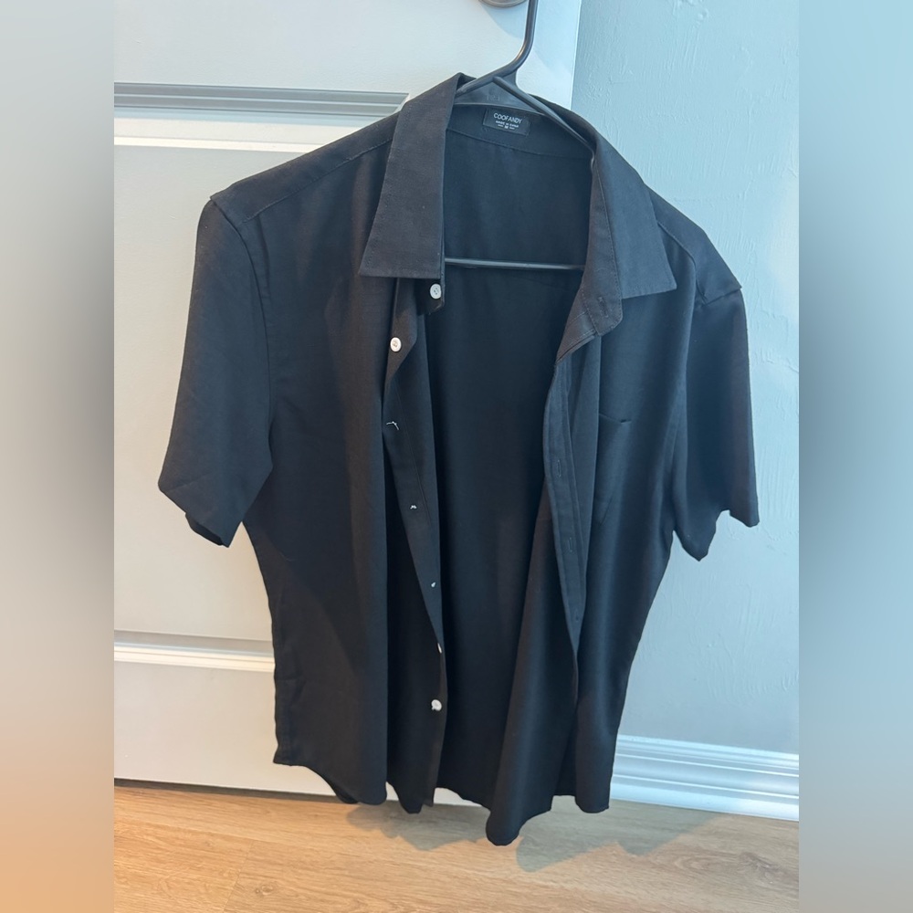 Black Button Up Collared Shirt
